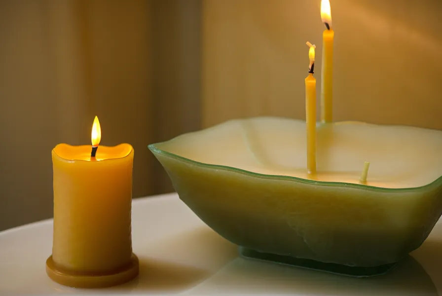 Une bougie sur le lavabo créant une ambiance apaisante pour l'hypersensibilité.