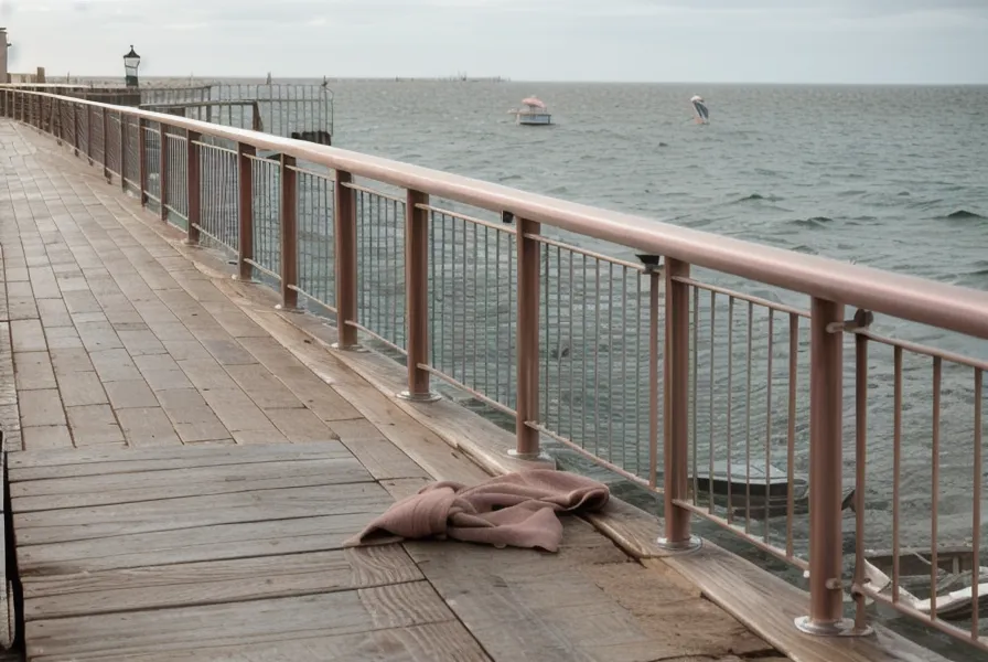 Sentiment d'injustice apaisé : vue sur la mer depuis une balustrade à La Rochelle